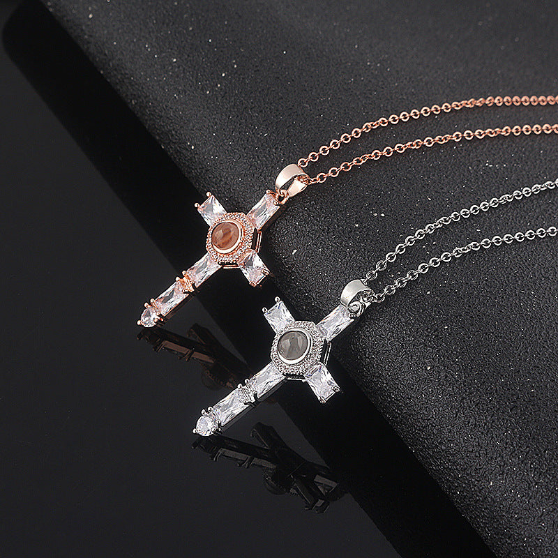 Jewelry Cross Projection Necklace Bronze Projection